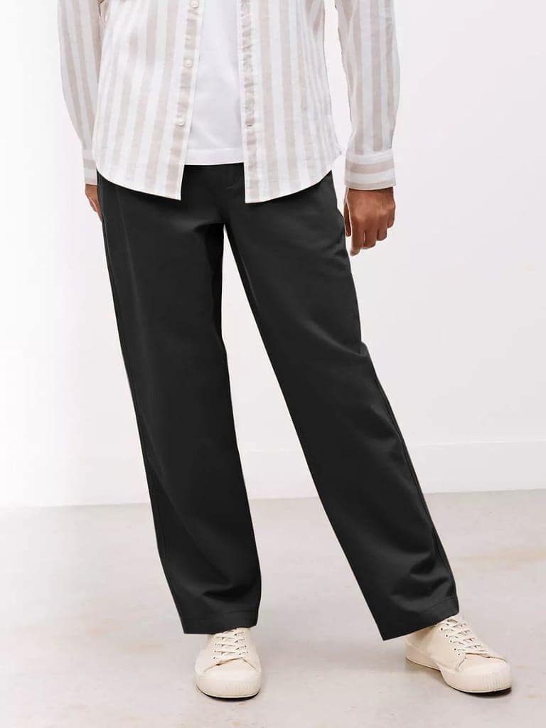 Mens Black Solid Chinos Trousers view 2