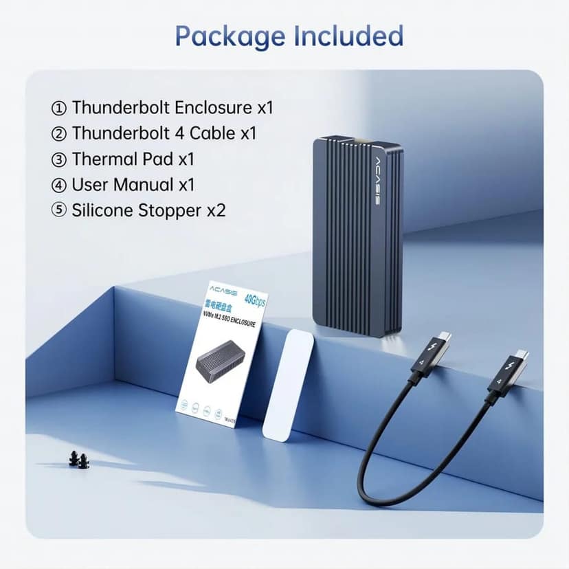 ACASIS 40Gbps M.2 NVMe SSD Enclosure, Tool Free Installation, Compatible with Thunderbolt 4/3/USB4, Support M-Key/B+M 2280 Size, for M1/M2 Pro/Max view 9