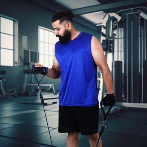 Men's Gym Sleeveless T-Shirt Royal Blue - Drifit, Quick Dry Sports Tank Top, Sando Vest view 2