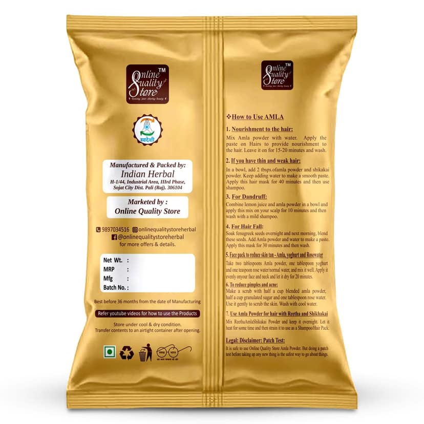 Online Quality Store Amla Reetha Shikakai, Bhringraj and Hibiscus Powder for Hair (Pack of 5, 50g each, Total 250g Pack) view 2