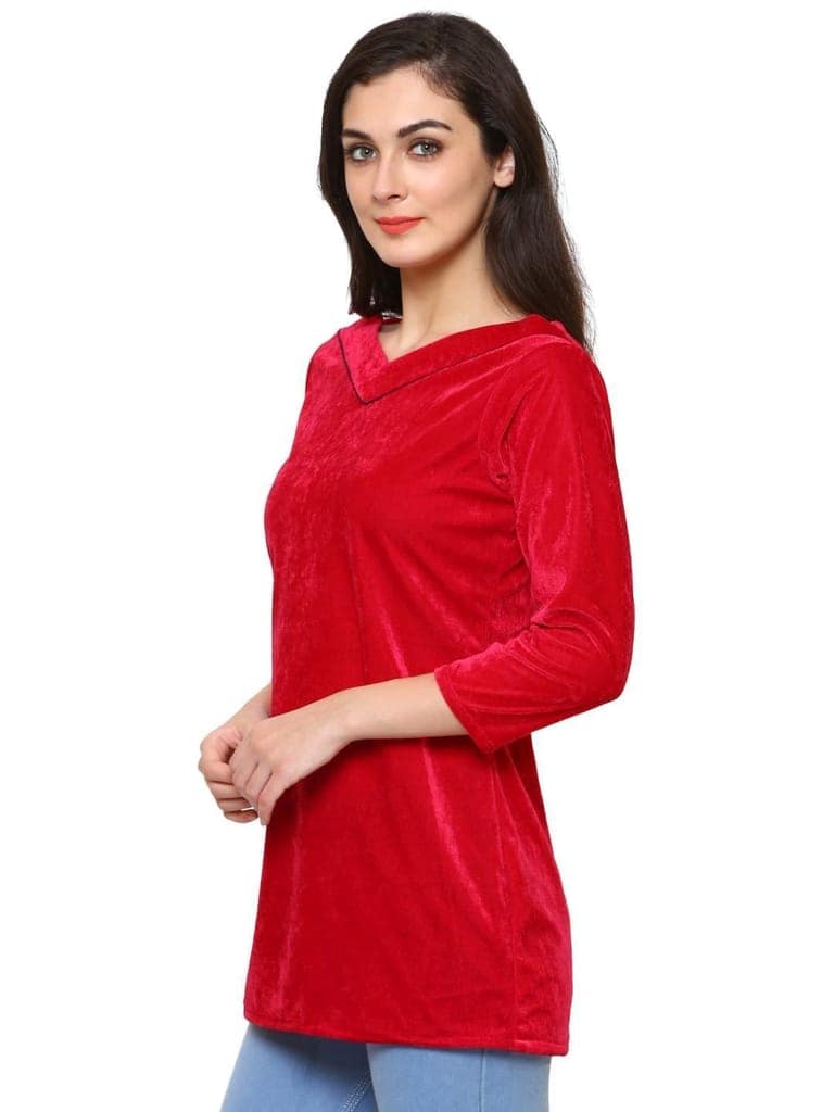 Klamotten Women's Velvet full Sleeves Top WD6C view 3