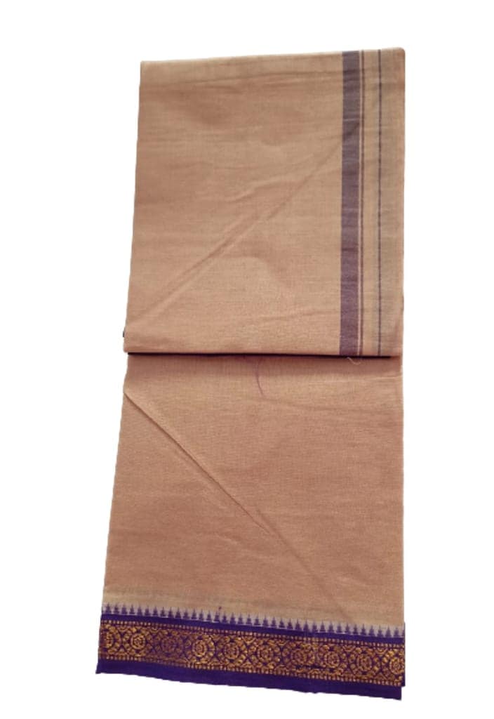 JINKA LAKSHMI COLLECTIONS Cotton Beige Color Lungi With Zari 2 Meters Unstitched Pack of 1 Multicolor (Multicolor-1) view 4