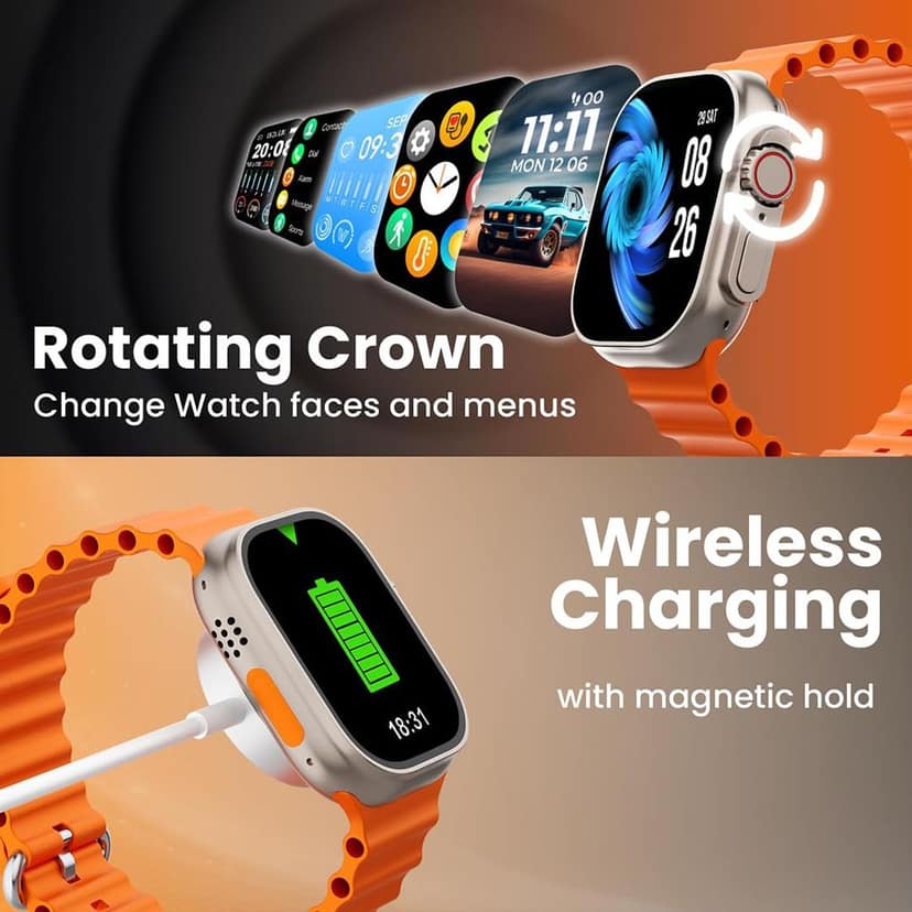 T800 Ultra Smart Watch with Beautiful Strap, Bluetooth Calling Smart Watch, 1.99" Touch Display with Fitness & Outdoor, Health & Medical Tracker, 8 Unique UI Interactions (Orange) view 7