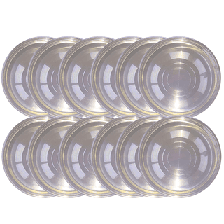 SHINI LIFESTYLE Heavy Gauge Steel Laser Halva Plates / Breakfast Plates / Serving Plates, 17 cm Quarter Plate (Pack of 12)
