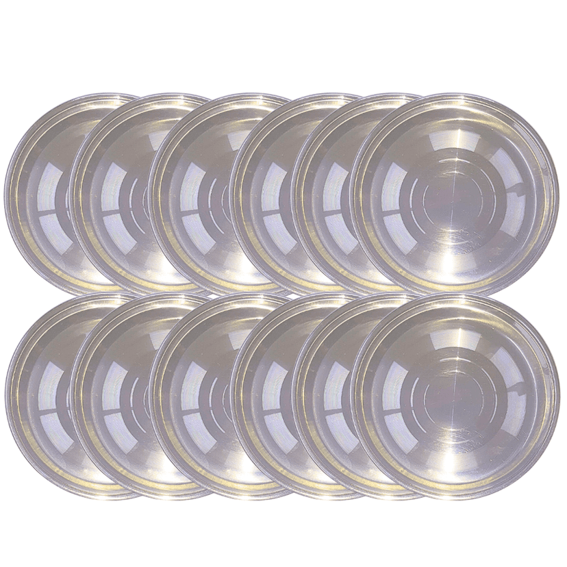 SHINI LIFESTYLE Heavy Gauge Steel Laser Halva Plates / Breakfast Plates / Serving Plates, 17 cm Quarter Plate (Pack of 12)