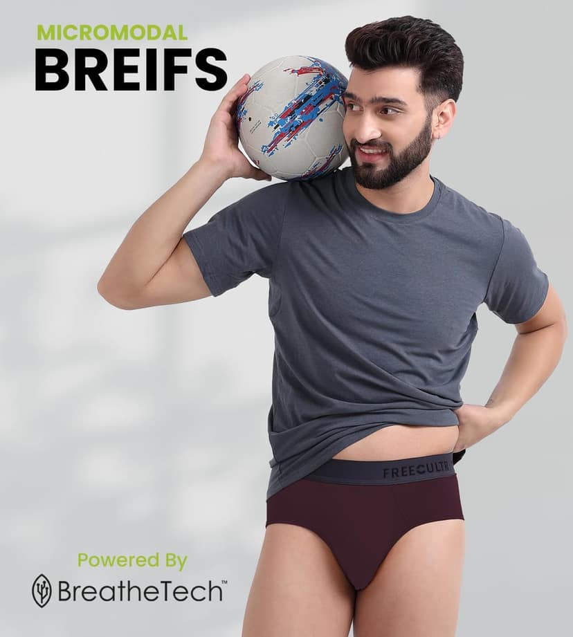Freecultr Men's Underwear Anti Bacterial Micromodal Airsoft Brief - Non Itch No Chaffing Sweat Proof Pack of 1-Sangria Wine view 4