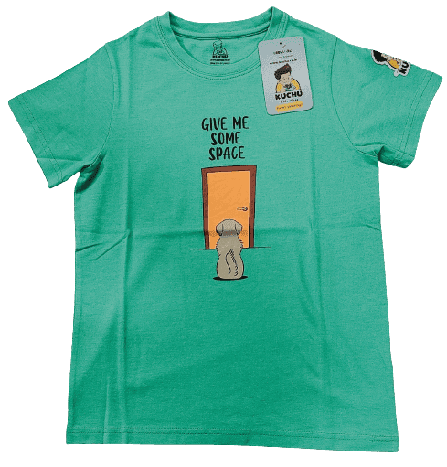 KUCHU Unisex Tshirt (6 Years- 7 Years) | Made of Super Combed Cotton-Modal Natural Fiber Better Than 100% Cotton| Soft & Breathable Fabric| Unique Digitally Printed Design |Vibrant Colour| Give Me Some Space Green view 3