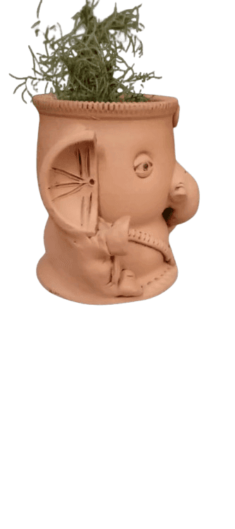 Handmade Clay Diya with Ganesha view 2