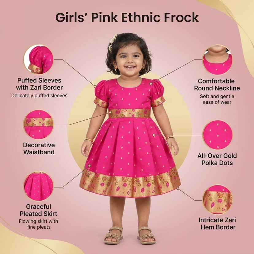 luster Frock taffata-Paithani Age (0 to 5) (6-12 Months, Peach) view 4