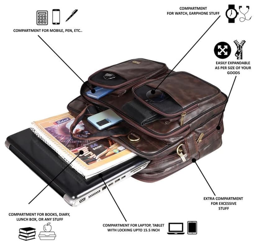 LOREM 28L Messenger Bag For Men - Faux Leather view 5