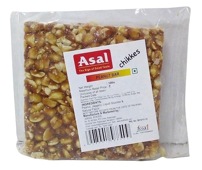 Asal Chikkies, Peanut Bar, 100G Pack