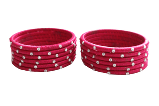 Elegant Red Bangles with Sparkling Embellishments