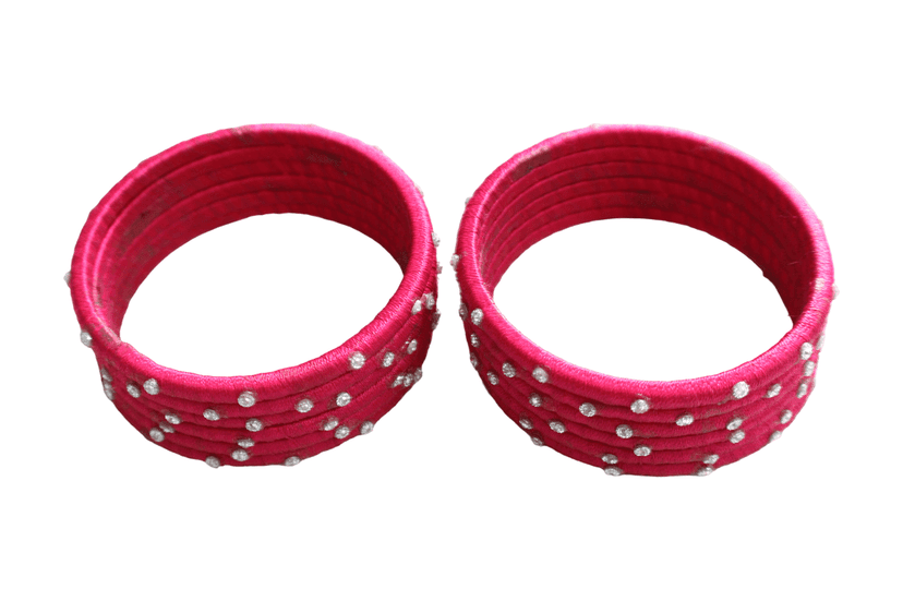 Elegant Red Bangles with Sparkling Embellishments view 2