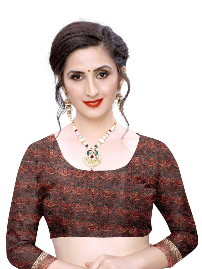 Silk Zone Women's Cotton Blend Digital Printed Beige Saree With Unstitche Blouse Piece view 5