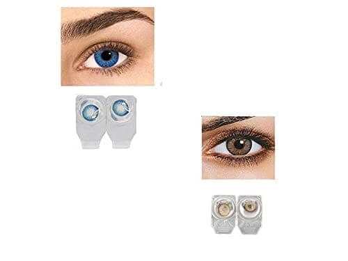 AQUA BLUE AND HAZEL MD SPARKLE 2 PAIR MONTHLY COLOR CONTACT LENS WITH CASE, LENS HOLDER AND 60 ML SOLUTION (PACK OF 2 PAIR)