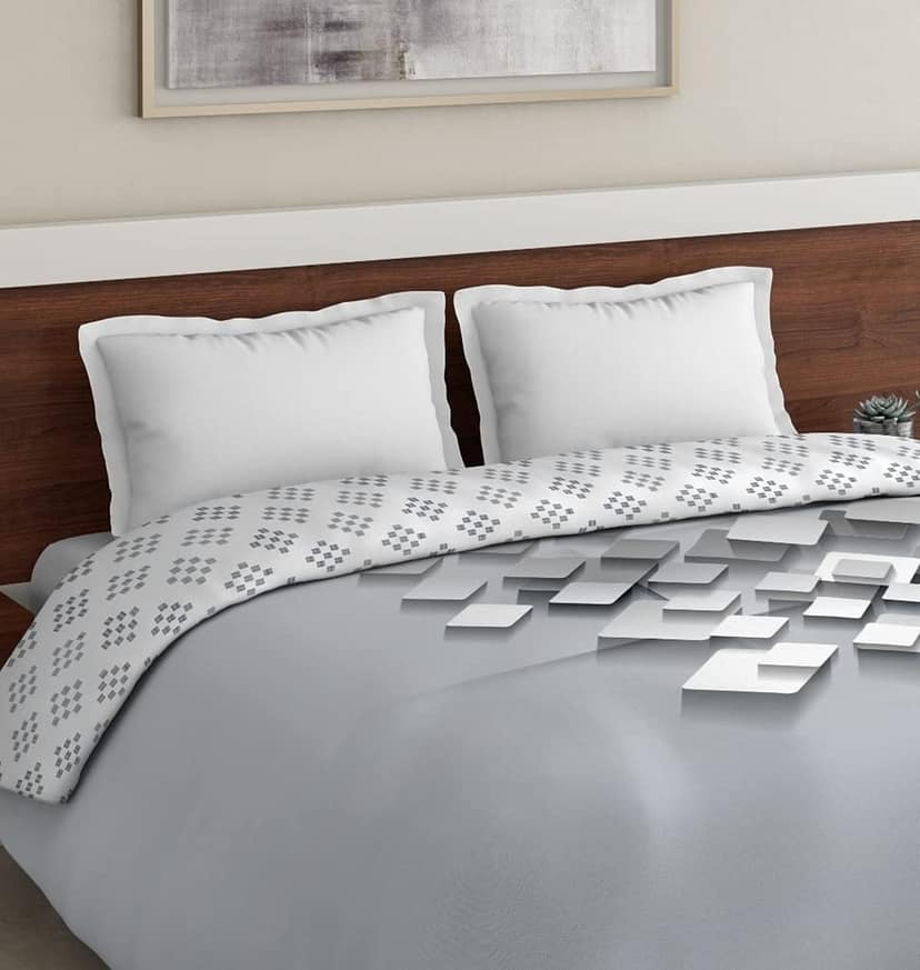 DDECOR - Zeta Collection 100% Cotton Geometric Pattern 136TC King Quilt |229 CM X 274 CM| - Grey view 2