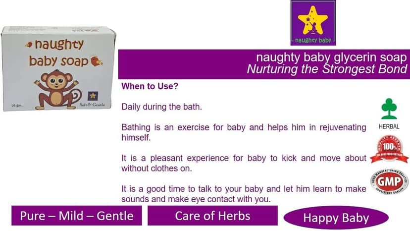 naughty baby soft & gentle beetroot baby soap bar with Badam Oil and Rakhta Chandan. Pack of 3x75 gm view 5