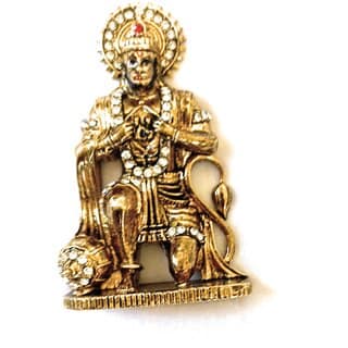Shree Hanuman Ji Sitting idol 24k Gold Plated Stug With American Diamond