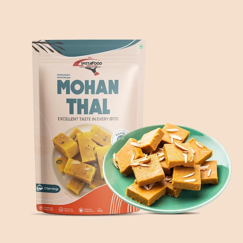 INSTAFOOD Mohanthal | Ready to Cook Indian Gujrati Sweet | Ready to Eat Sweet | 3-4 Servings | Zip Lock Packaging | After Cooking Gets 300 gm to Serve | Just Add Milk and Cook, 200 gm view 2