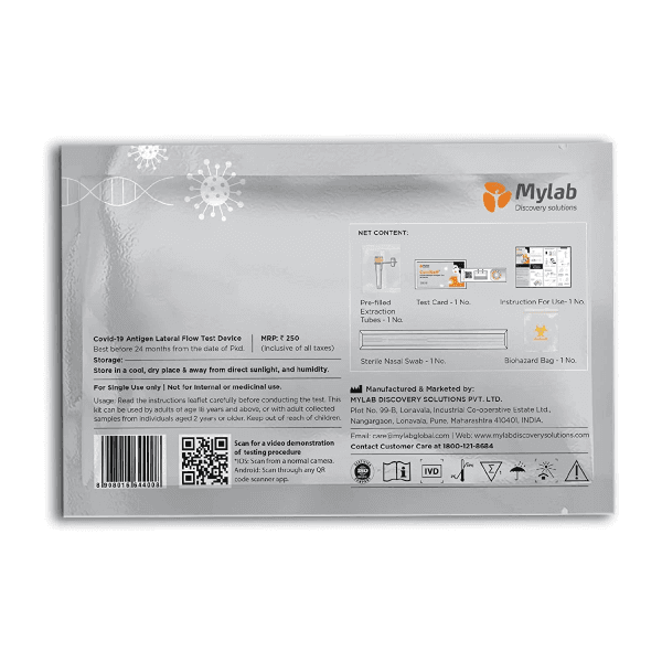 CoviSelf Covid 19 Rapid Antigen Self Test Kit (Pre Filled Extraction Tube, Test Card, Sterile Nasal Swab, Biohazard Bag , Each 1 No) view 2