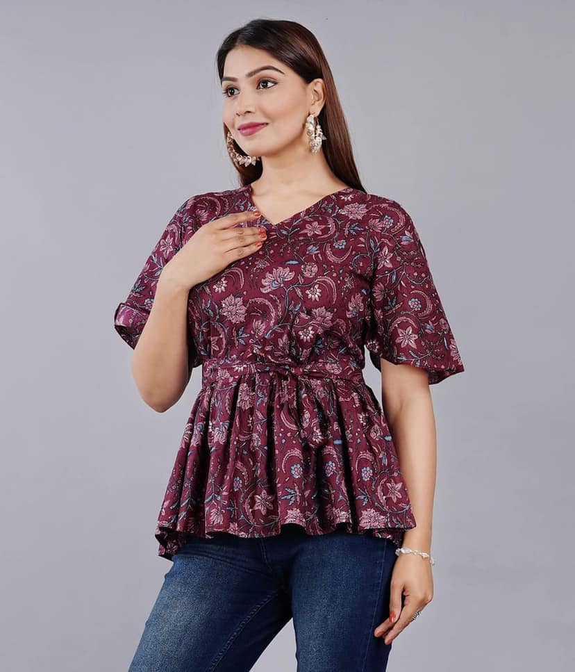 MANMAYEE Tunic & Tops Women Cotton Printed Tops | Short Tops view 10