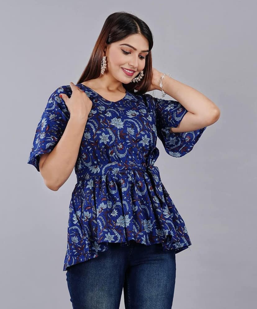 MANMAYEE Tunic & Tops Women Cotton Printed Tops | Short Tops view 5