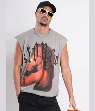 Bene Kleed Men 100% Cotton Oversized Fit Printed T-Shirt ( Blue )