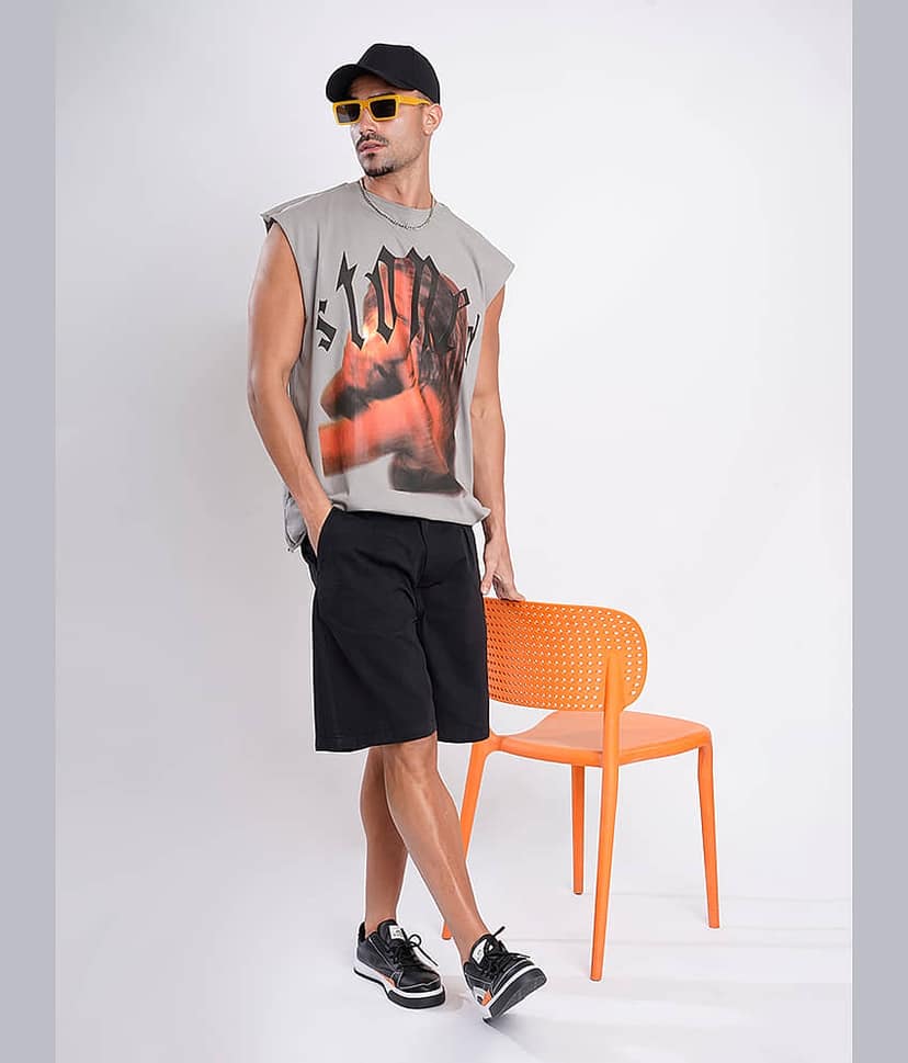 Bene Kleed Men 100% Cotton Oversized Fit Printed T-Shirt ( Blue ) view 5