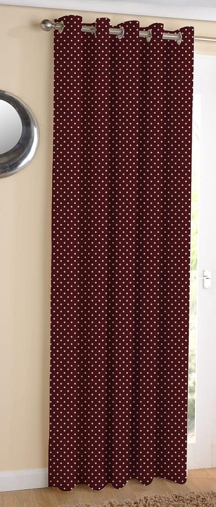 AIRWILL, Cotton Maroon Dot Designed Polka Dots Pattern Long Door - 4x9ft Curtains - (Pack of 2 pcs) - Maroon view 2