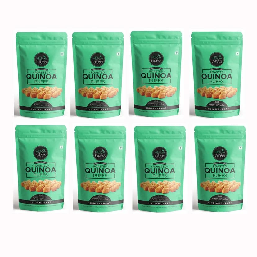 HEKA bites Roasted Quinoa Puffs Indian Chaat - Pack of 8 | Healthy Snack (40g x 8)