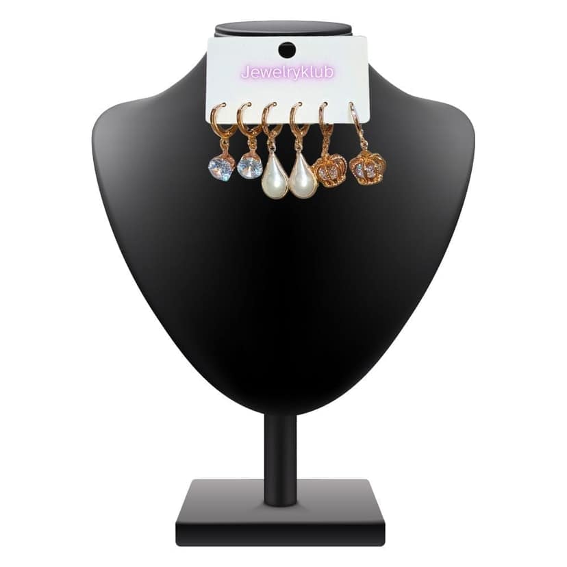 Jewelryklub Combo Of 3 Pairs Rose Gold Plated Zircon Studded AD Earrings For Girls Women Design 6 view 5