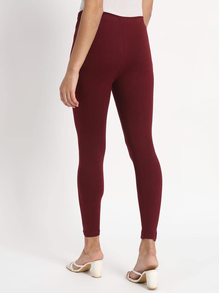 SOFT COLORS Women's Skinny Fit Ethnic Wear Ankle Length Leggings (Wine) view 6