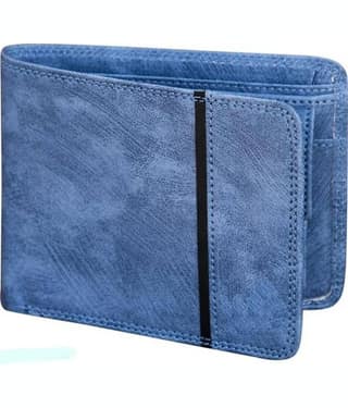 HRFSTAR 100% Leather Solid Men's Regular Wallet With 3 Slots For Card ( Blue , Pack of 1 )