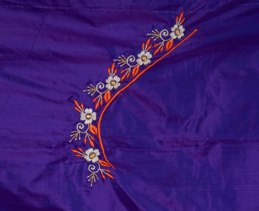 "Embroidered Blouse Fabric with Floral Design" view 3