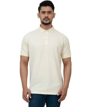 Cotstyle Pack of 1 Cotton Blend Regular Fit Solid Half Sleeves Men's Polo T Shirt ( Yellow )