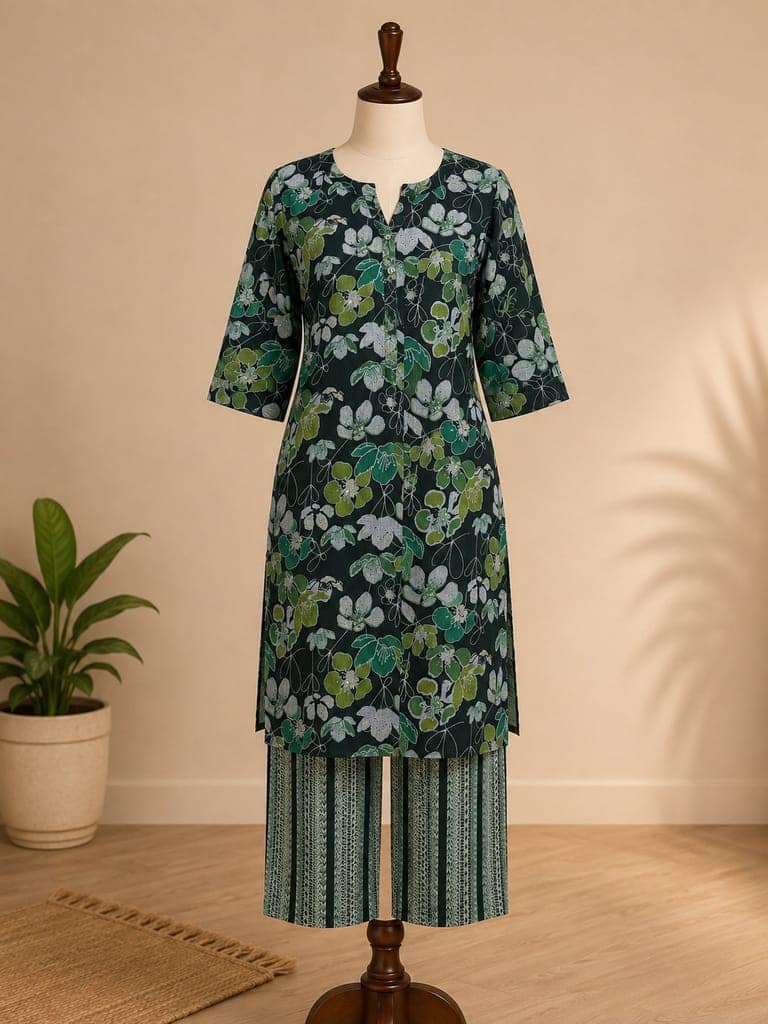 Glamvila Sage Blossom Kurti Palazzo Set view 2