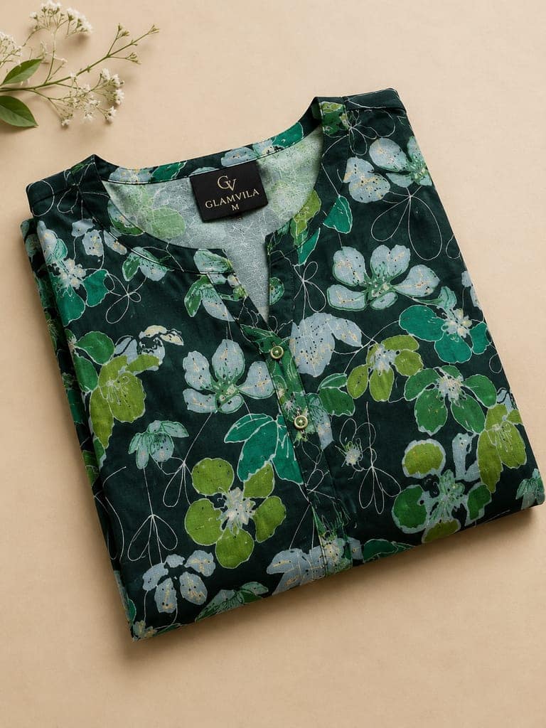 Glamvila Sage Blossom Kurti Palazzo Set view 3