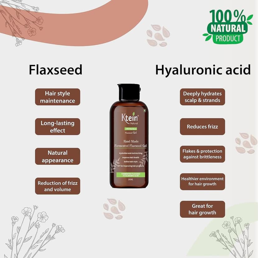 Ktein Natural 100% Plant Based Fermented Flaxseed Gel | Hand-Made | Fermented Flaxseed Gel | Omega3 | Frizzy Free Hair | Define Hair Style | Hyaluronic acid & Fermented Rice Water view 3