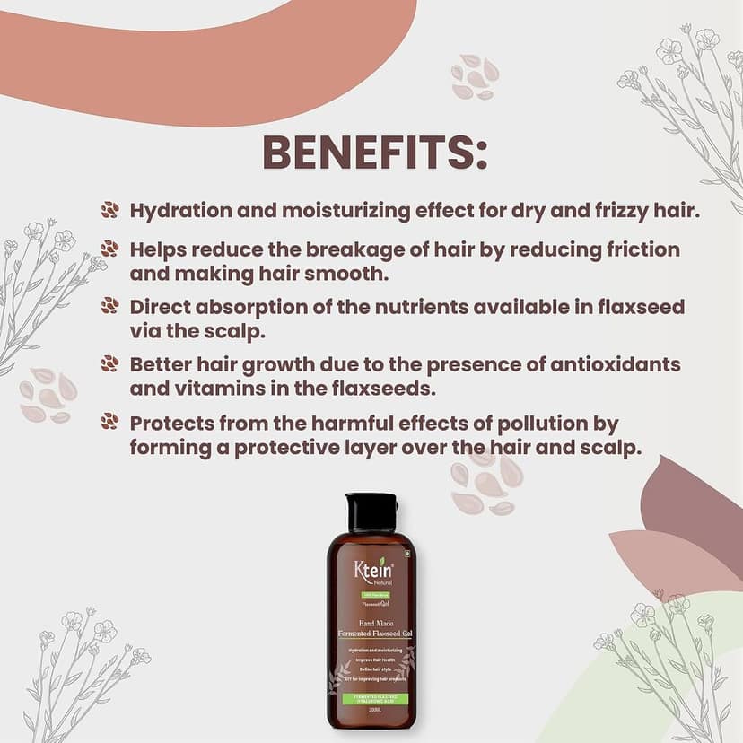 Ktein Natural 100% Plant Based Fermented Flaxseed Gel | Hand-Made | Fermented Flaxseed Gel | Omega3 | Frizzy Free Hair | Define Hair Style | Hyaluronic acid & Fermented Rice Water view 5