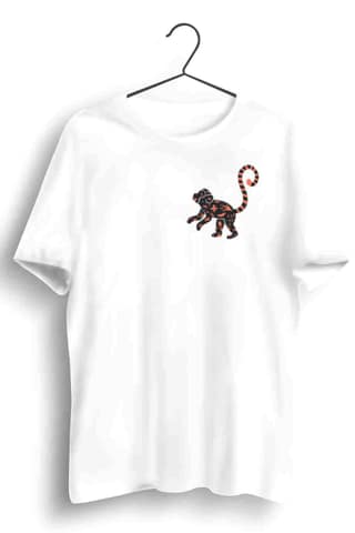 Monkey Business Graphic Printed Mens Round Neck White Cotton Tshirt
