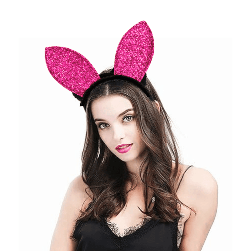 Play Boy Bunny Ears Shimmery Light Pink Headband - 1PC view 5