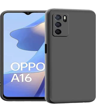 ZAMN - Black Silicon Plain Cases Compatible For Oppo A16 ( Pack of 1 )