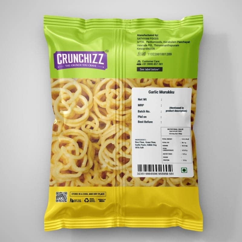 CRUNCHIZZ GARLIC MURUKKU (Chakli) I Crunchy, Authentic Kerala Snack I No Artificial Additives I Perfect Tea-Time Bites I Pack of One view 4
