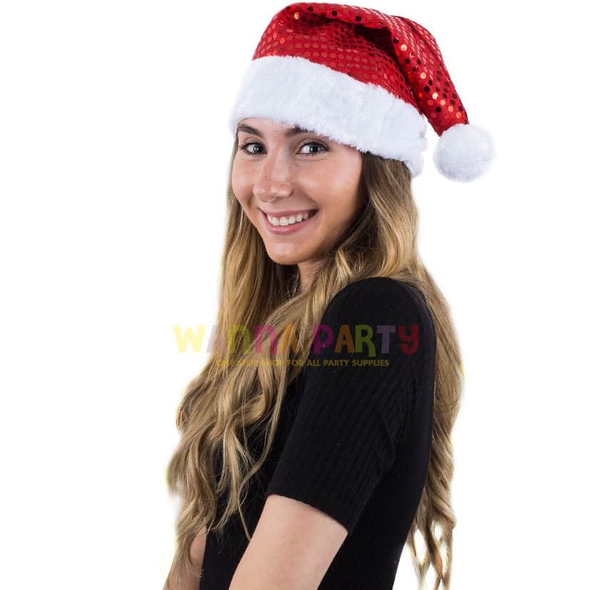 Red Sequin Santa Hat-1PC view 3