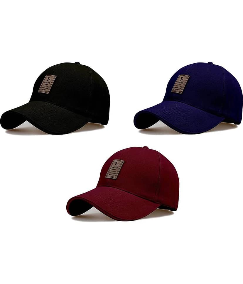 Bolax Pack of 3 Cotton Men's Cap ( Black )