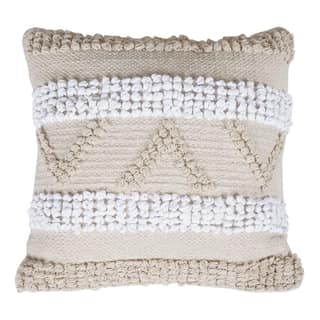 Lalawat-Export Cushion Cover Cotton Throw Pillows Boho Handmade Knit case Sofa Decor Fringes (Square, 16x16 Inches) LLE_8