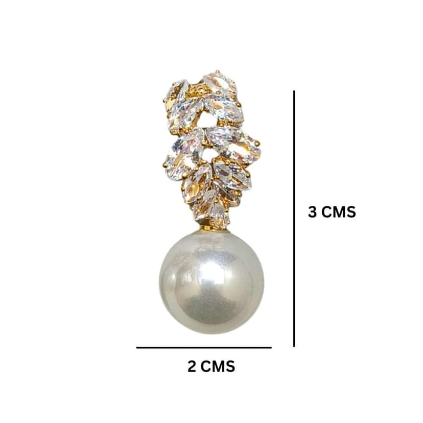 Jewelryklub American Diamond Earrings with Pearl Drop For Girls Women view 6