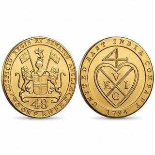 1/48 Rupees 1794 Madras Presidency, India old Gold-plated Fantasy Coin Series