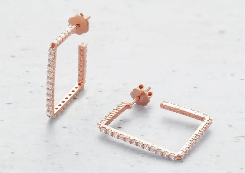 Fine Block Hoop Earrings