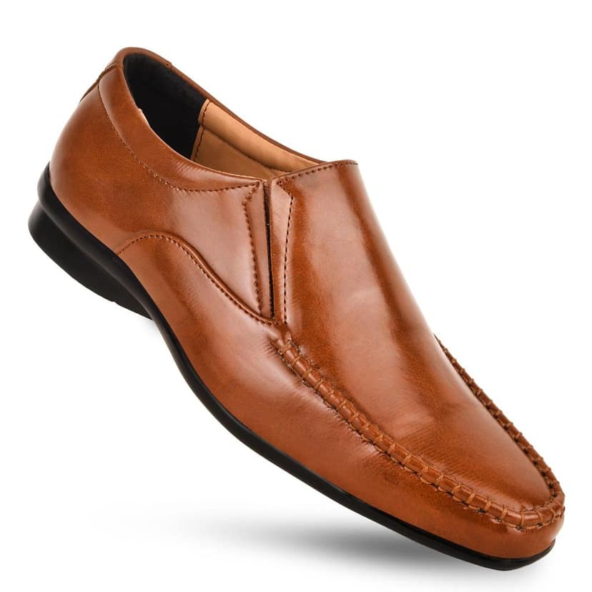 Paragon Tan Formal Slip-On Shoes for Men view 4